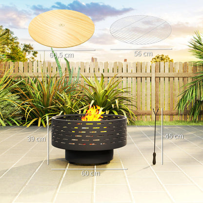 Vuurkorf – Vuurschaal – Buitenhaard – Firepit – Tuinhaard – 3-in-1 Design – Roestvrij Staal 60 x 39 cm