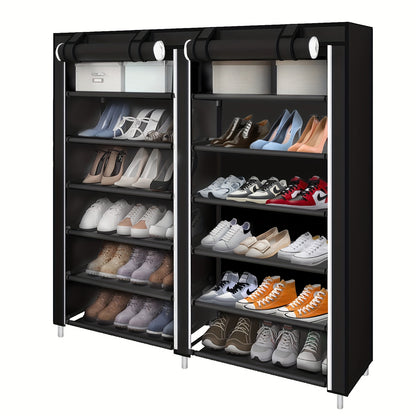 Schoenenrek – Schoenenkast – Schoenenopberger – Schoenenrek 2 Lagen – Schoenenbok – Zwart Non-woven – Ruimtebesparend Design – 120x30x110 cm
