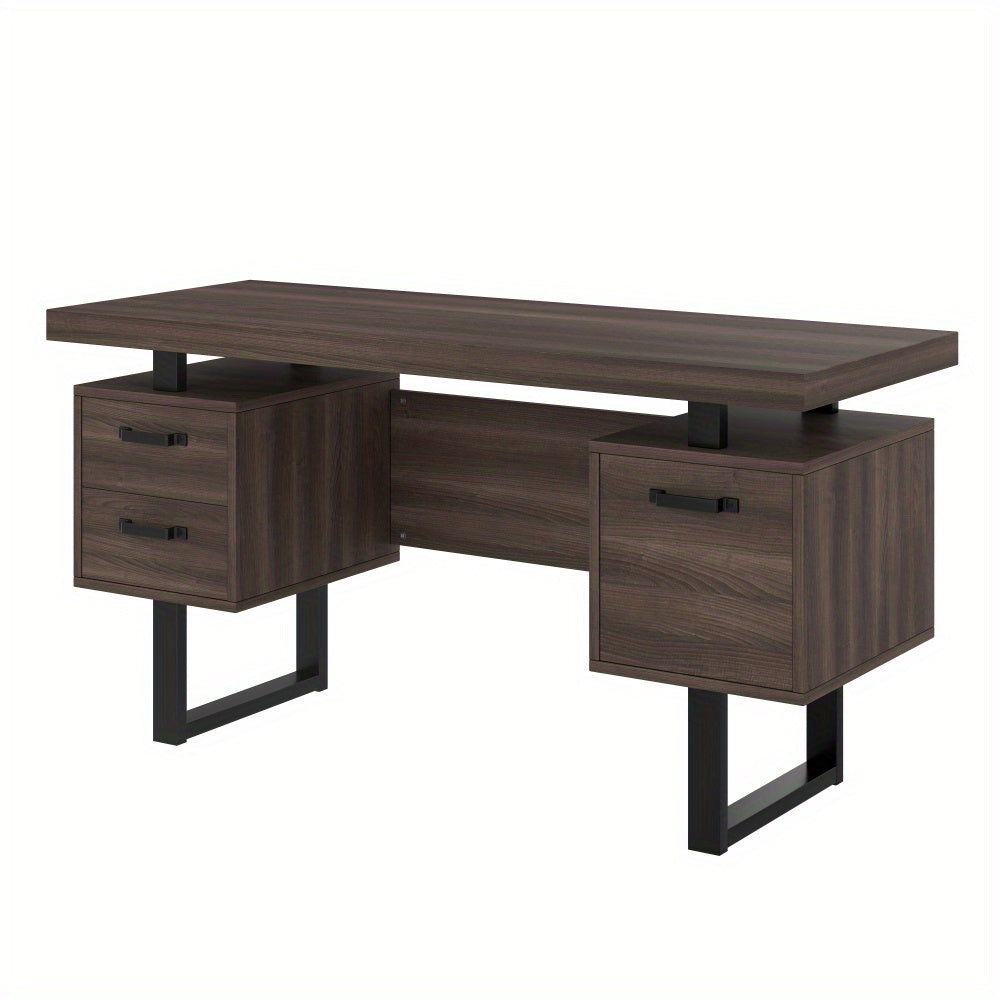 Bureau – Bureautafel – Werktafel – Computertafel – Schrijftafel – Bruin Houten Bureau – 135x54 cm – Fluisterstille Laden & Spatwaterbestendig