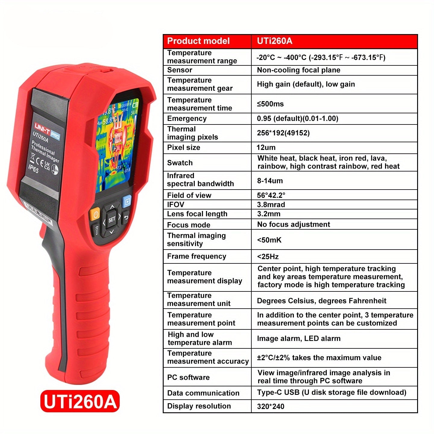 Warmtebeeldcamera – Warmtecamera – Infraroodcamera – Thermische Camera – Warmtebeeld Kijker – 256x192 Resolutie – Temperatuurbereik -20°C tot 550°C