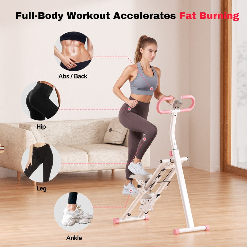 Stepper – Stepapparaat – Fitness Stepper – Home Trainer – Aerobic Stepper – Verticale Klimfunctie – Verstelbare Handgrepen & Pedalen – Draagvermogen Tot 136 kg – Roestvrij Stalen Frame