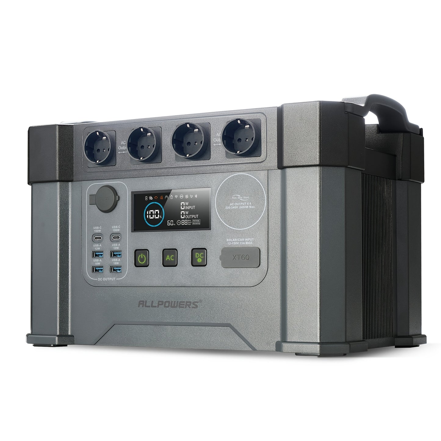 Draagbare Power Station – Mobiele Generator – Noodstroomvoorziening – Camping Accu – Solar Generator – 2400W Continu Vermogen – 1451Wh Batterijcapaciteit