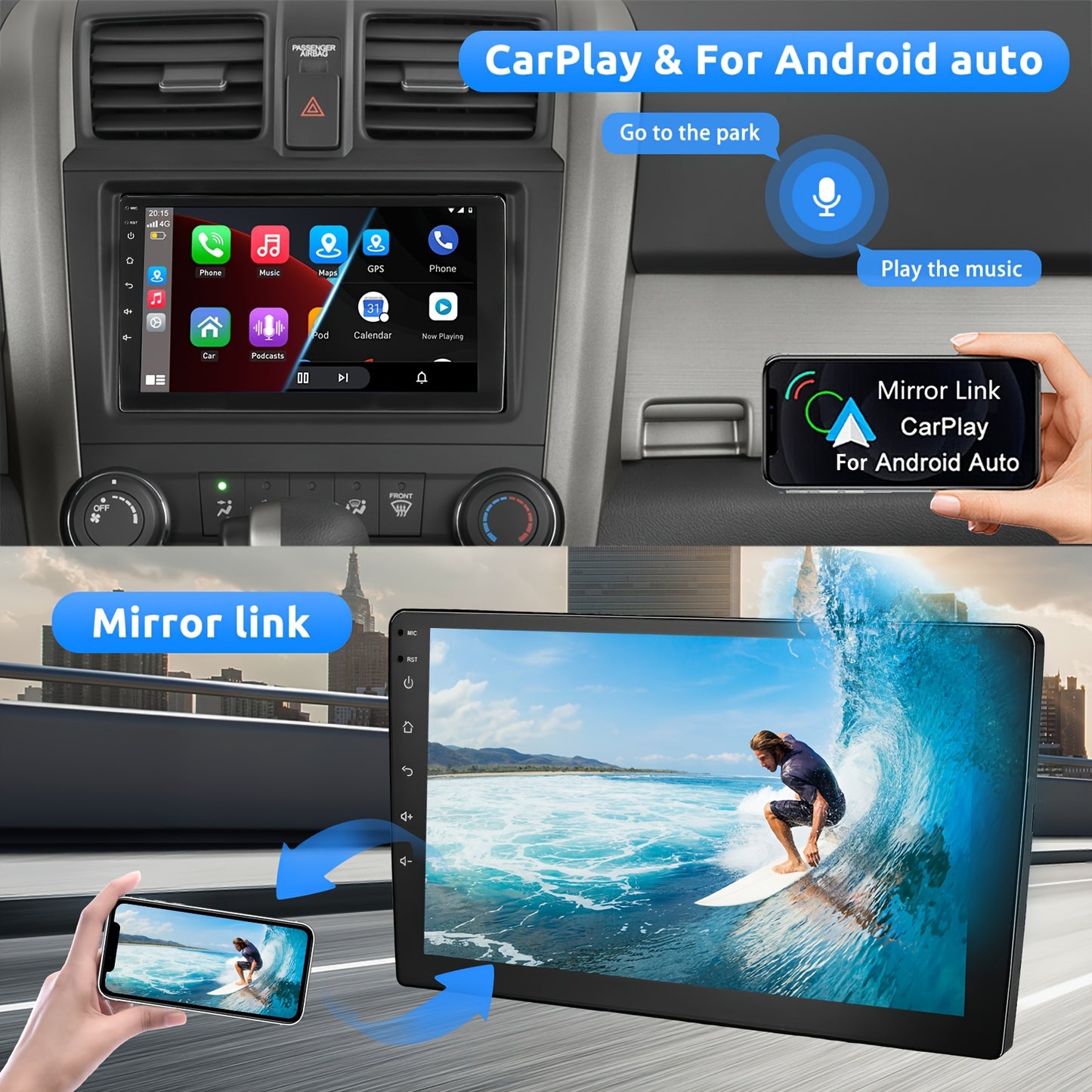 9 inch Android Autoradio – 2 DIN Multimedia Speler – Auto Radio Navigatie – Touchscreen Stereo – 4+64GB Geheugen – HD-IPS Scherm – CarPlay & Android Auto