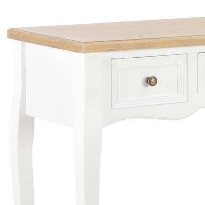 Witte Console Tafel – Sidetable – Haltafel – Bijzettafel – Bureau – 3 Ruime Laden – Stevige MDF Massief Houten Constructie