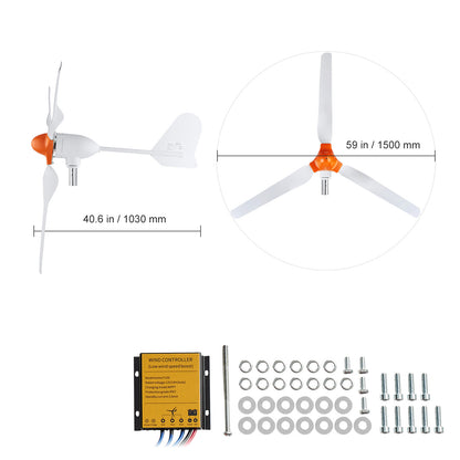 Windmolen – Windturbine – Windgenerator – Duurzame Energie Generator – Windkracht Generator – 800W Vermogen – 3-Blads Glasvezel Nylon