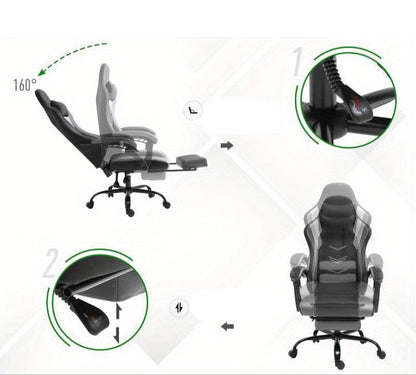 Ergonomische Gamingstoel – Gamingstoel – Bureaustoel – Gamestoel – Computerstoel – Verstelbare Hoofdsteun – Lendensteun – Polyester Vulling – Draagvermogen 120 kg
