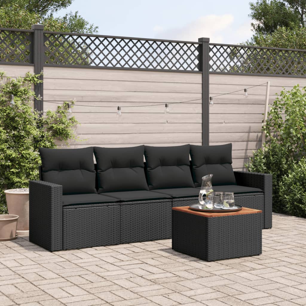 Loungeset – Loungesets – Tuinset – Loungebank – Tuinmeubelen – PE-Rattan – Incl. Kussens Met Afneembare Hoezen – Houten Tafel