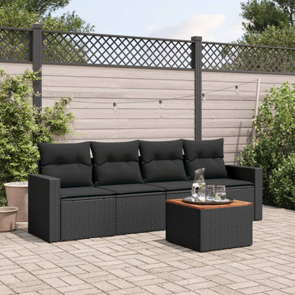 Loungeset – Loungesets – Tuinset – Loungebank – Tuinmeubelen – PE-Rattan – Incl. Kussens Met Afneembare Hoezen – Houten Tafel