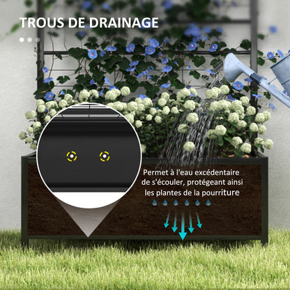 Verhoogde Plantenbak – Tuinbak – Bloembak – Moestuinbak – Balkonbak – Klimrek – Verzinkt Staal – Drainagegaten – Zwart – 90x40x120 cm