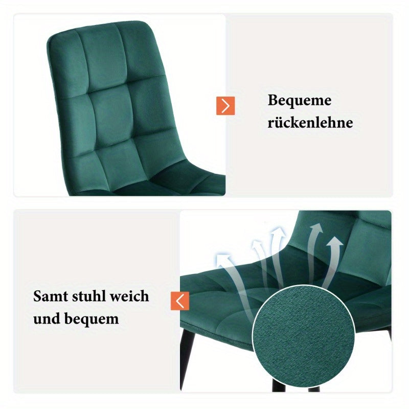 Eetkamerstoel – Stoel – Zithoekstoel – Keukenstoel – Design Stoel – Donkergroene Fluwelen Bekleding – Metalen Frame – Comfortabel En Stevig – Set Van 4