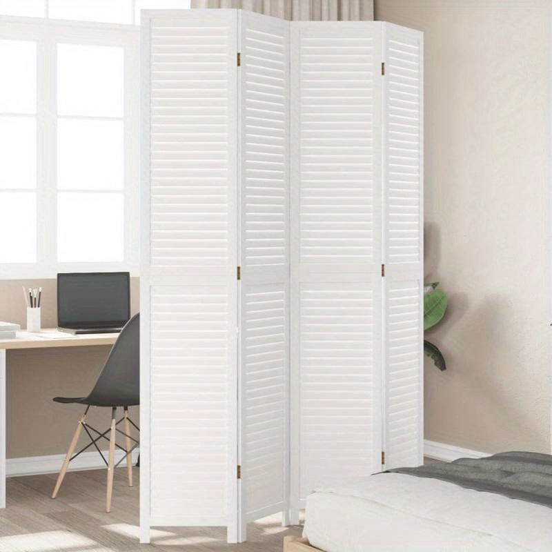 Kamerscherm Met 4 Panelen Massief Paulowniahout Wit