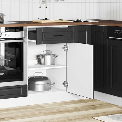 Keukenonderkast – Keukenkast – Opbergkast – Onderkast – Basis Meubel – Zwart Houten Fineer – Compact 50x46x81,5 cm – Verstelbare Pootjes & 65 kg Draagkracht