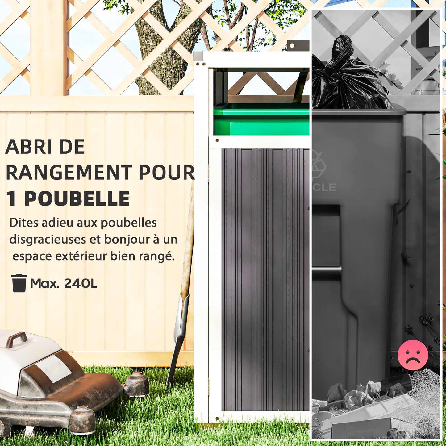 Afvalbak Opbergbox – Afvalcontainer Behuizing – Afvalcontainer Kast – Buitenafvalbak Opbergbox – Afvalbak Schuur – Voor 1x 240L Container – Gegalvaniseerd Staal – Weerbestendig Ontwerp