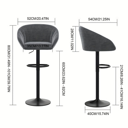 Draaifauteuil – Fauteuil – Stoel – Loungestoel – Barkruk – Verstelbare Zithoogte 60-82 cm – 360° Draaibaar Met Voetensteun – Grijze Stof