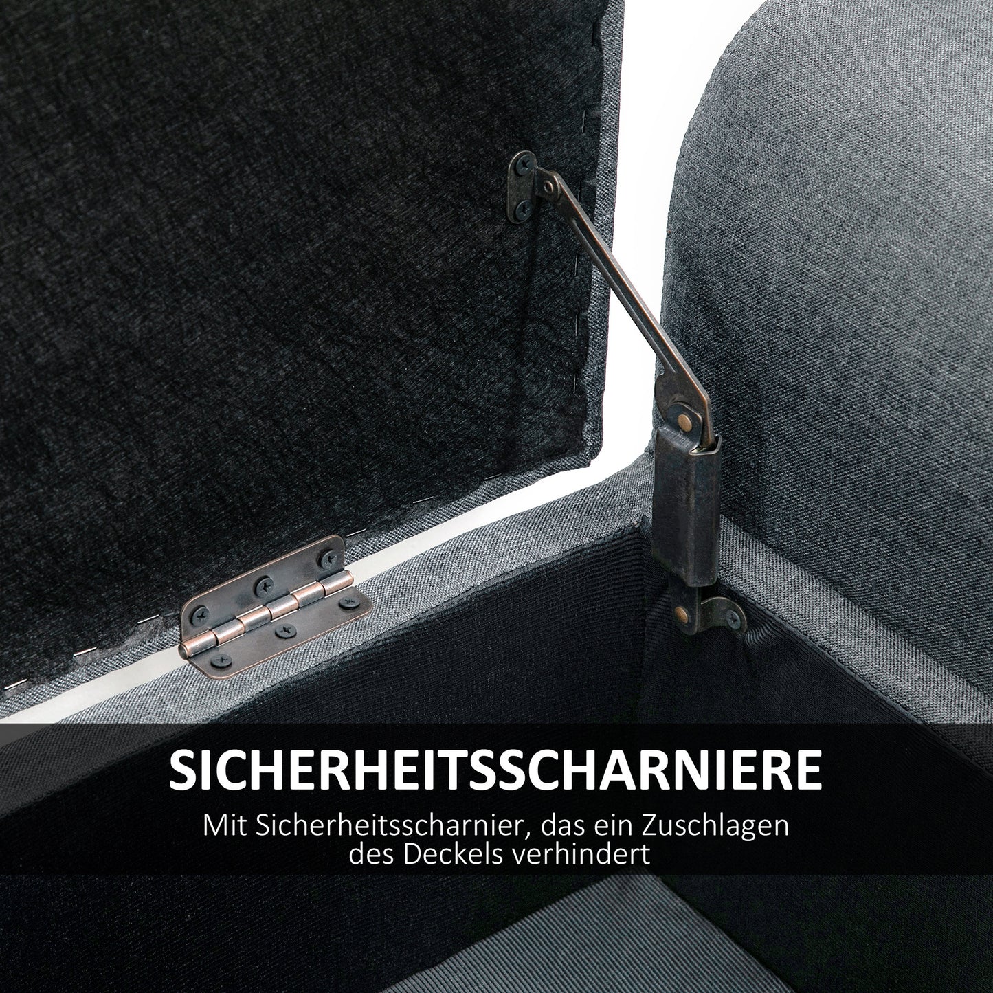 Opbergbank – Opbergbankje – Zitbankje – Halbank – Opbergkist – Linen Look Bekleding – Stevig Rubberwood Frame – 116x44x58 cm – 130 kg Belastbaar – Lichtgrijs