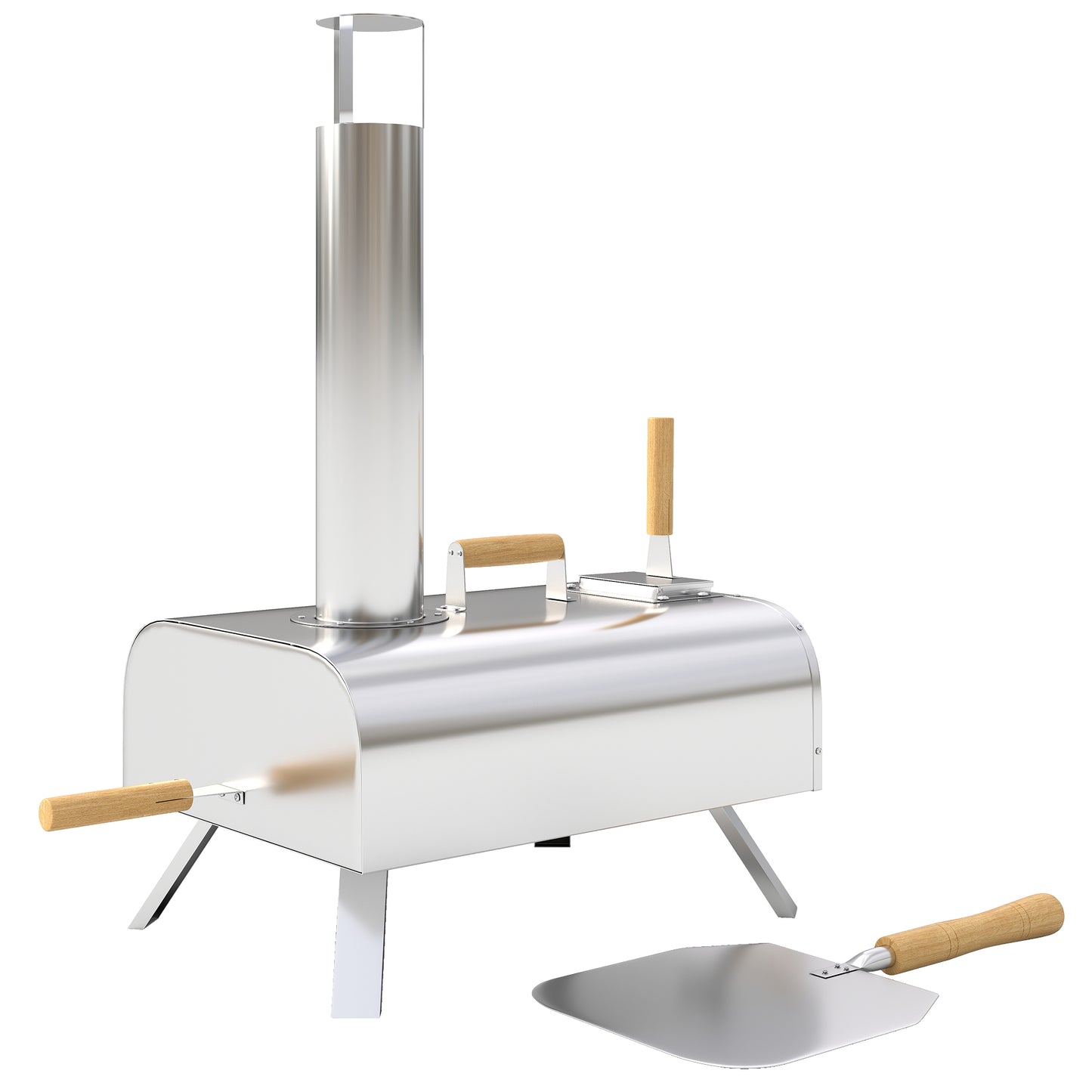 Outdoor Pizza Oven – Mobiele Pizza Oven – Draagbare Pizza Oven – Buitenoven – Pizza Grill – Roestvrij Staal – Inklapbare Poten – Pizzasteen & Schoorsteen