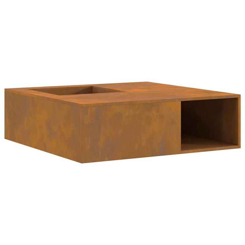 Large 100x100x30cm Corten Steel Outdoor Fireplace - Heavy-Duty Metal Patio Heater with Real Flame, Sturdy & Durable Construction, Easy-Clean Design, Heat-Resistant Paint Finish, Modern Rectangular Heating Fire Pit for Backyar
