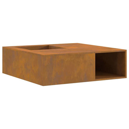Large 100x100x30cm Corten Steel Outdoor Fireplace - Heavy-Duty Metal Patio Heater with Real Flame, Sturdy & Durable Construction, Easy-Clean Design, Heat-Resistant Paint Finish, Modern Rectangular Heating Fire Pit for Backyar