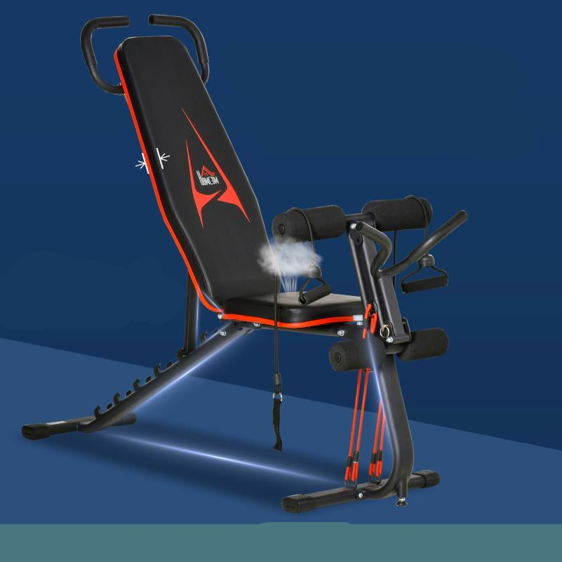 Fitnessbank – Halterbank – Trainingsbank – Bench Press – Dumbbell Bank – Verstelbaar in 6 standen – Elastisch Weerstandssysteem tot 150kg – Robuust Stalen Frame met Veiligheidsvergrendeling