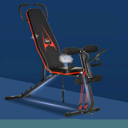 Fitnessbank – Halterbank – Trainingsbank – Bench Press – Dumbbell Bank – Verstelbaar in 6 standen – Elastisch Weerstandssysteem tot 150kg – Robuust Stalen Frame met Veiligheidsvergrendeling