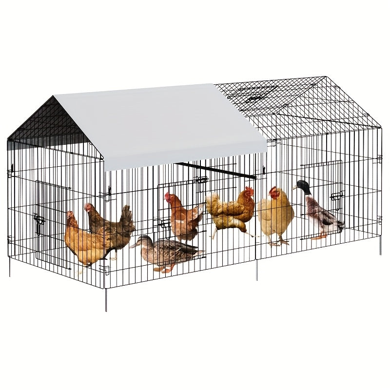Kippenhok – Kippenren – Pluimveestal – Buitenren – Dierenhok – Metaal – 218x101x101 cm – Waterdicht – UV-Bestendig