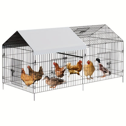 Kippenhok – Kippenren – Pluimveestal – Buitenren – Dierenhok – Metaal – 218x101x101 cm – Waterdicht – UV-Bestendig