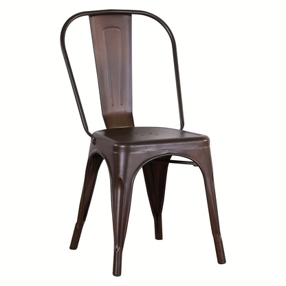Set van 4 Industriële Metalen Eetkamerstoelen – Roestkleurige Stoelen met Klassiek Ontwerp – Duurzaam, Onderhoudsvriendelijk en Perfect voor Keuken, Restaurant of Evenement (43 x 46 x 85 cm)