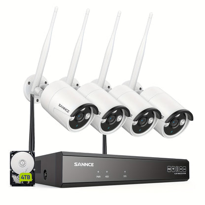 Beveiligingscamera Set – Bewakingscamera – Camerasysteem – Surveillance Camera – Wifi Camera – 4x 5MP Draadloos – Persoonsdetectie – 4TB Opslag – IR Nachtzicht – Tweewegs Audio