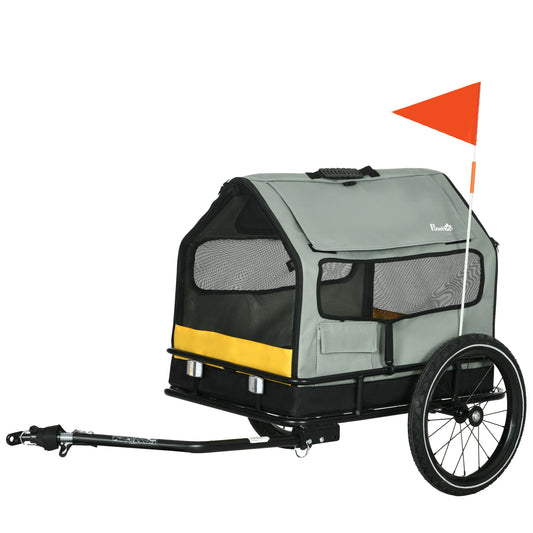 Hondenaanhanger – Fietsaanhanger – Hondenkar – Draagwagen – Transportkar – Grijs – 3-in-1 Ontwerp – Waterbestendig Oxford Polyester