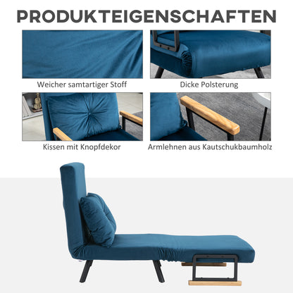 Relaxfauteuil – Relaxstoel – Loungefauteuil – Leesstoel – Scandinavische Stoel – Blauw – Verstelbare Rugleuning – Button-Tufted Kussens