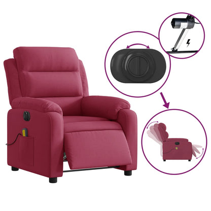 Fauteuil – Relaxfauteuil – Loungestoel – Relaxstoel – Elektrisch Verstelbare Stoel – Wijnrood – Velvet Bekleding – 135 Graden Kantelbaar