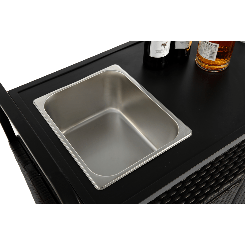 Barkar – Outdoor Bartafel – Serveerwagen – Trolley – Bar Cart – Waterbestendig Stalen Blad – Verstelbare Zwenkwielen met Remmen