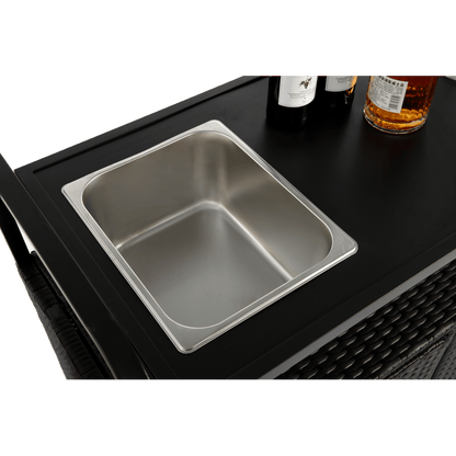 Barkar – Outdoor Bartafel – Serveerwagen – Trolley – Bar Cart – Waterbestendig Stalen Blad – Verstelbare Zwenkwielen met Remmen