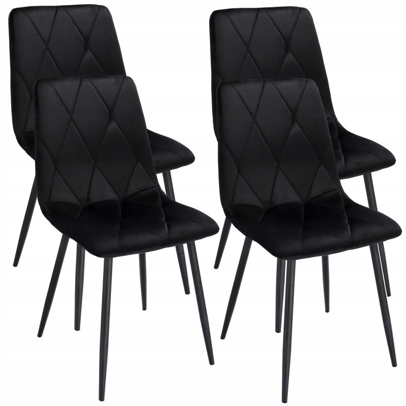 Fauteuil – Stoel – Zetel – Lounge Chair – Armstoel – Gestoffeerd Velours – Met Ruitstiksels – Zwarte Metalen Poten – Max 130 kg