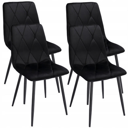 Fauteuil – Stoel – Zetel – Lounge Chair – Armstoel – Gestoffeerd Velours – Met Ruitstiksels – Zwarte Metalen Poten – Max 130 kg