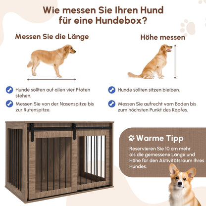 Hondenbench – Hondenkooi – Hondenhok – Dierenkooi – Benchkooi – Met Schuifdeur en Vergrendeling – Houtlook Notenhout Met Stalen Frame – 98x58x67 cm