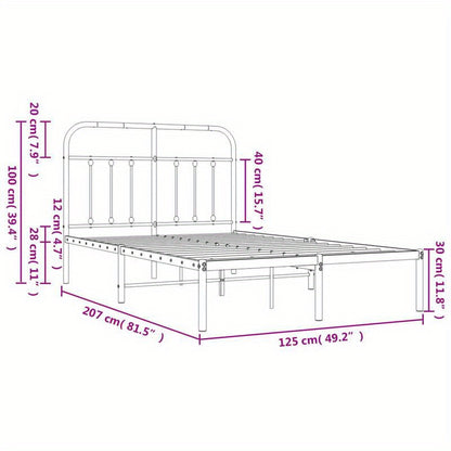 Modern Black Metal Bed Frame with Headboard - 120x200cm, Powder-Coated Construction for Durability & Stability, Easy Assembly, Minimalist Design for Contemporary Bedrooms, Contemporary Bedroom Furniture | Geometric Pattern Be