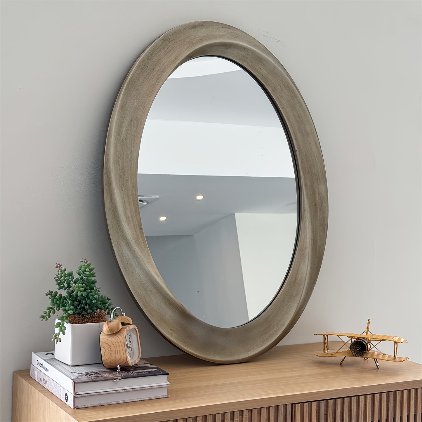 Wandspiegel – Passpiegel – Badkamerspiegel – Halspiegel – Ovale Spiegel – Barok Gouden Lijst – 60x80 cm – Haarscherpe Reflectie