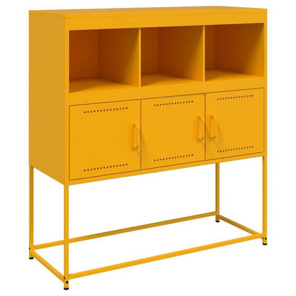 Sideboard 100.5x39x107cm steel mustard yellow Practical and removable