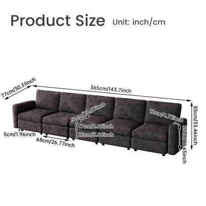 Modulaire Bank – Hoekbank – Slaapbank – Chaise Longue – Zithoek – Grote 5-Zits U-Vorm – Opbergruimte Chaise – Houtvrij Duurzaam Frame
