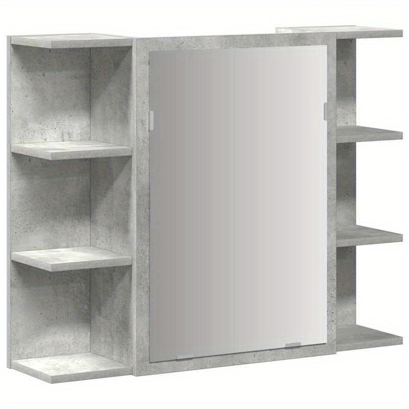 Badkamermeubelset – Badmeubelset – Wastafelmeubel – Badkamerkast – Spiegelkast – 3-delig – Betongrijs Houtlook – Duurzaam Materialen – Zonder Stroom