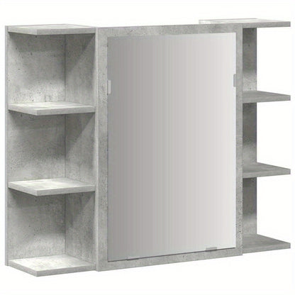 Badkamermeubelset – Badmeubelset – Wastafelmeubel – Badkamerkast – Spiegelkast – 3-delig – Betongrijs Houtlook – Duurzaam Materialen – Zonder Stroom