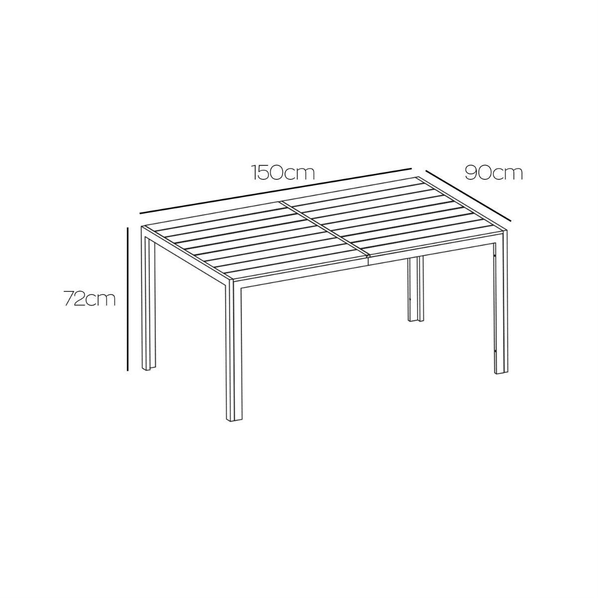 Tuintafel – Buitentafel – Terrastafel – Buiten eettafel – Metaal En Hout – Stevig Gepoedercoat Frame – Ruim 150x90 cm – Weerbestendig Design