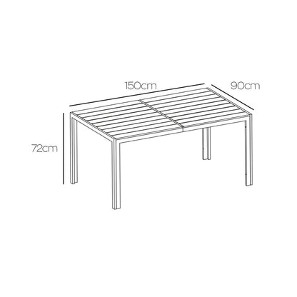 Tuintafel – Buitentafel – Terrastafel – Buiten eettafel – Metaal En Hout – Stevig Gepoedercoat Frame – Ruim 150x90 cm – Weerbestendig Design
