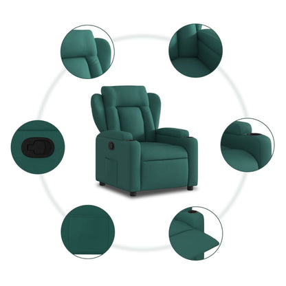 Elektrische Relaxstoel – Elektrische Fauteuil – Relaxfauteuil – Ligstoel – Tv-Stoel – Donkergroen – Elektrisch Verstelbaar Tot 135° – Ademend Stofdesign