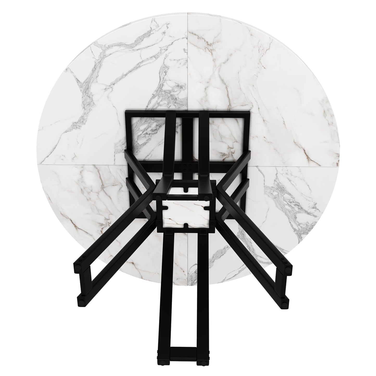 Round Dining Table (100 X 100 X 76 Cm), Lightweight And Luxurious Round Table For 4-6 People, Suitable For Dining Room And Living Room, Marbled MDF Tabletop, 2 Colors Available