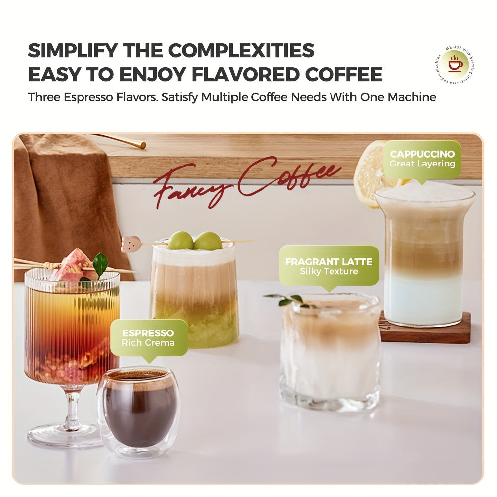 CAFELFFE MK801 Semi-Automatic Espresso Machine, Featuring An Automatic Milk Frothing System For One-touch Preparation. Equipped With 20 Bar High Pressure, Self-cleaning Function, Digital Display, And Temperature Control. Idea