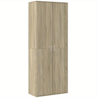 Highboard – Kast – Dressoir – Opbergmeubel – Wandmeubel -eiken Braun – Compact 70x35x180 cm – Duurzaam Kunsthout Met Metalen Handgrepen