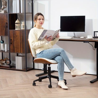 Bureaustoel – Kantoorstoel – Werkstoel – Gamestoel – Bureaustoel Kunstleer – Verstelbare Hoogte – 360° Draaibaar – Kantelmechanisme – Wit Met Diamond Stitching – Stevige Zwarte Vijfspaaks Basis – Soepele Wieltjes – Comfortabele Zit