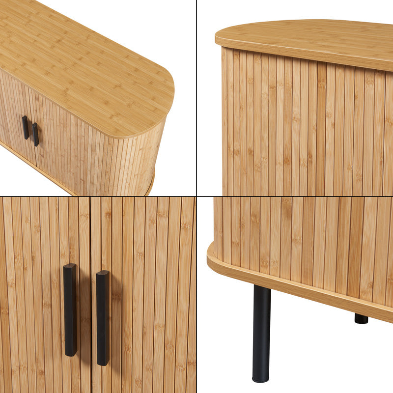 Dresser 'Tvedestrand' with 2 Sliding Doors 100 X 40 X 80 Cm Wood Colors / Black
